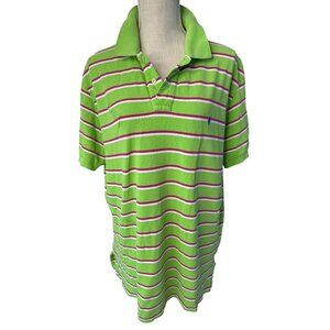 Polo Ralph Lauren Green Purple Stripe Mens XL Short Sleeve Polo Shirt Classic Fi